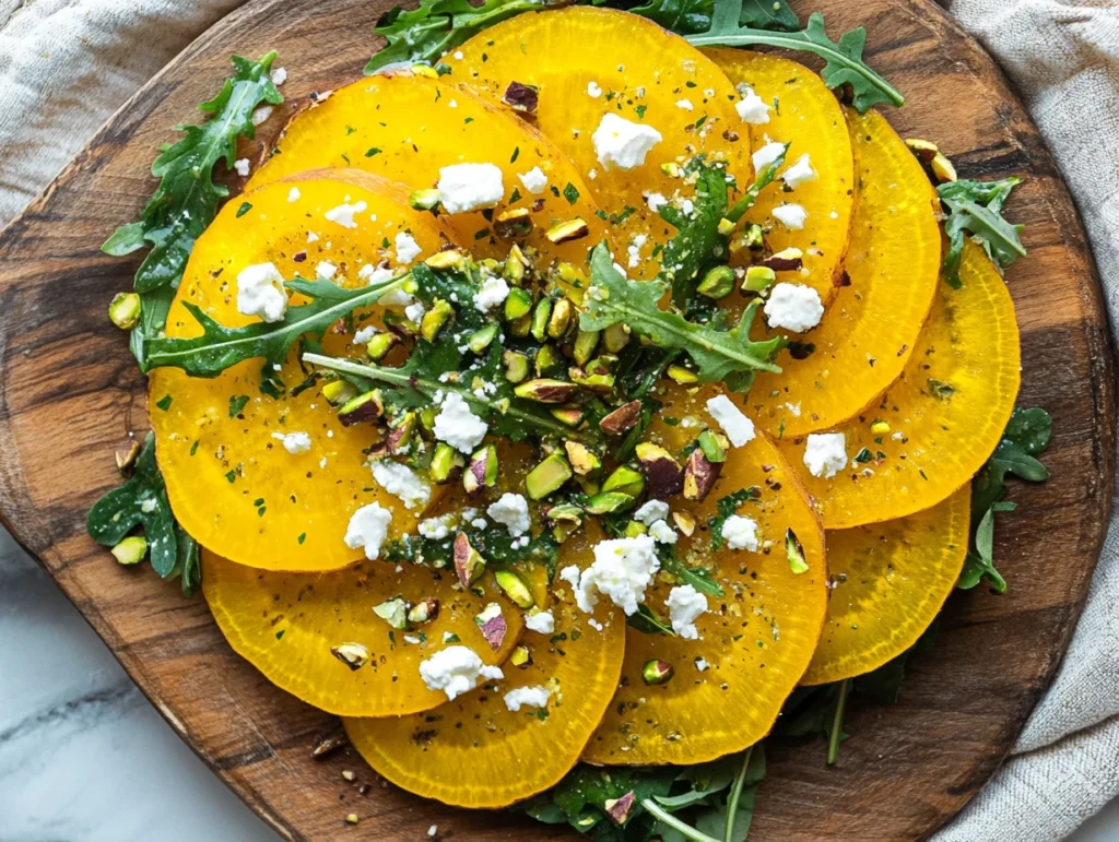 Golden Beet Salad with Feta and Pistachios