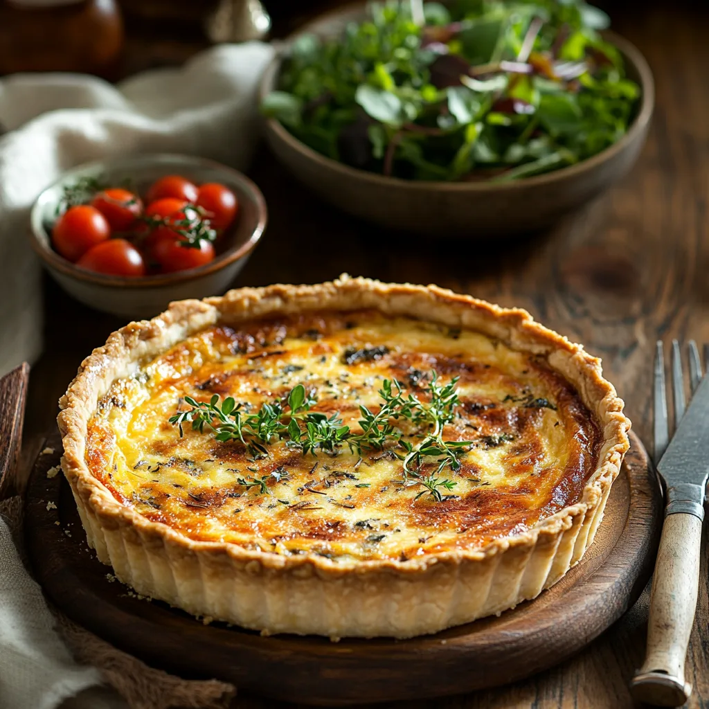 Golden-baked cottage cheese quiche with fresh herbs