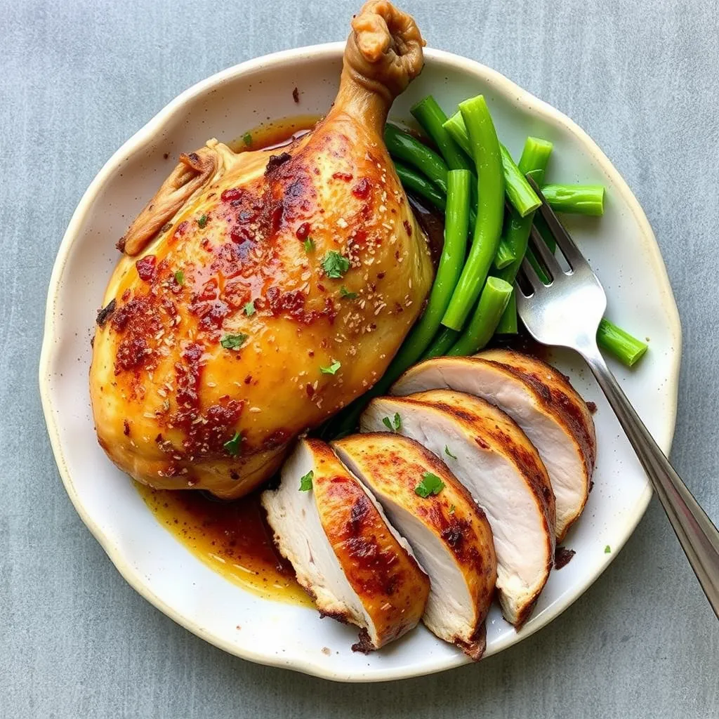 Side dishes served with crack chicken on a dining table