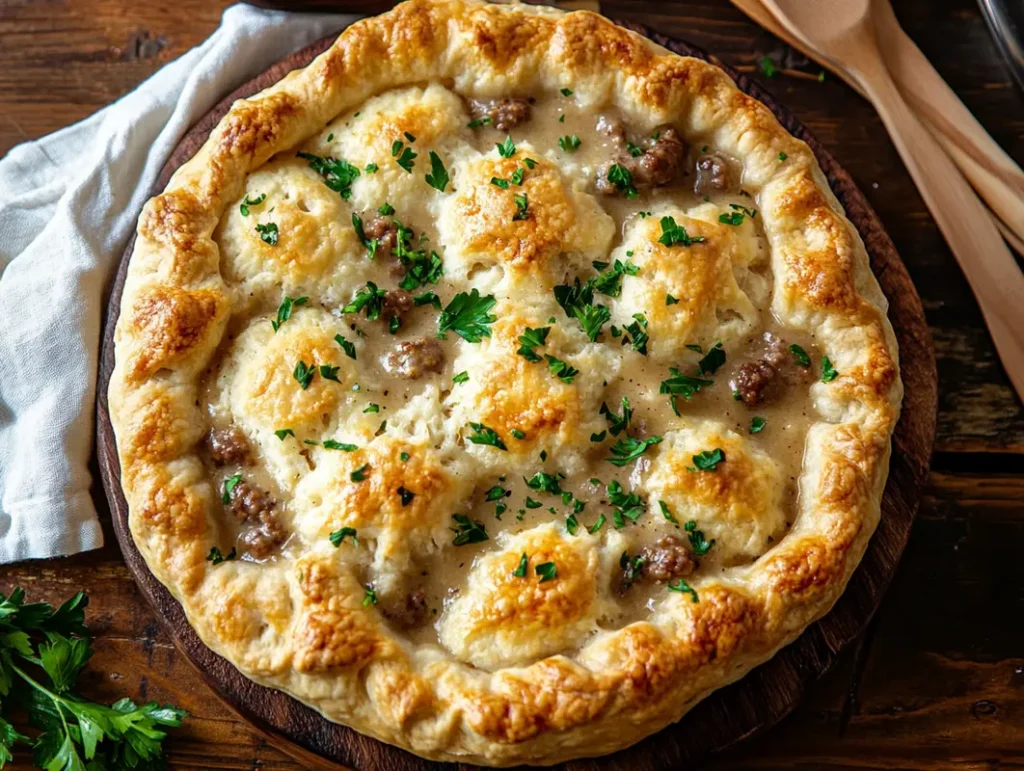 Sausage Gravy Biscuit Pie