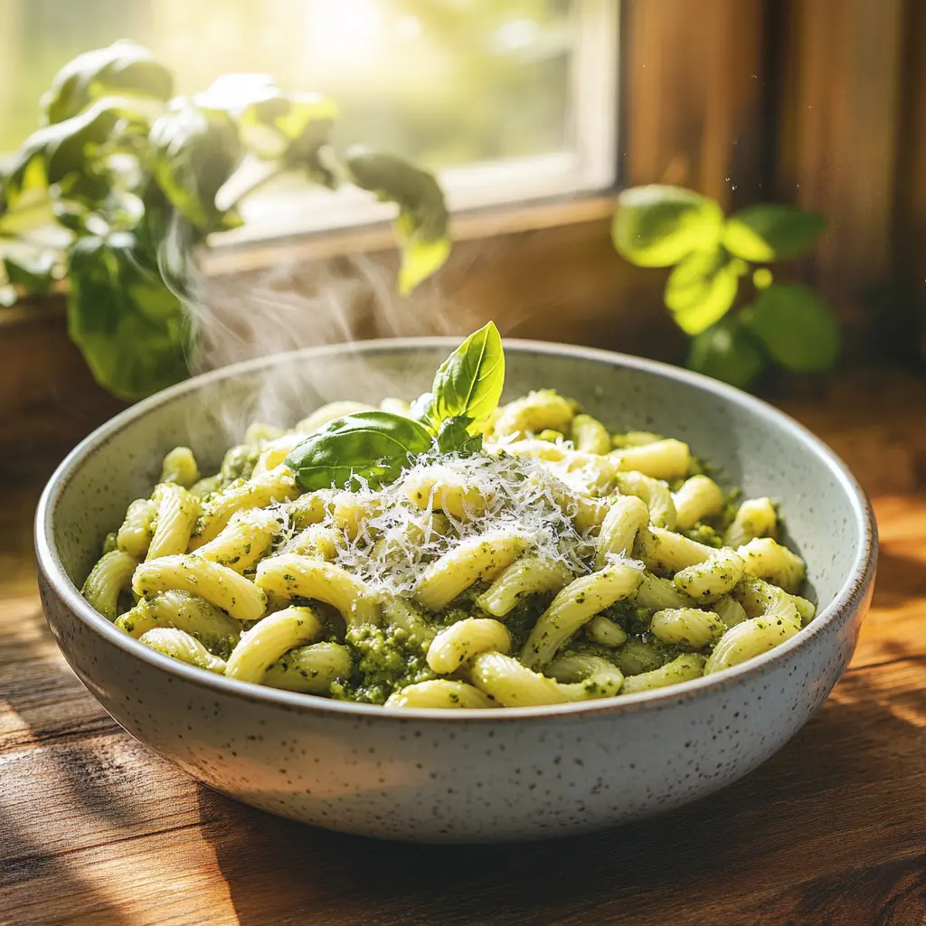 gemelli pasta recipe with pesto and Parmesan